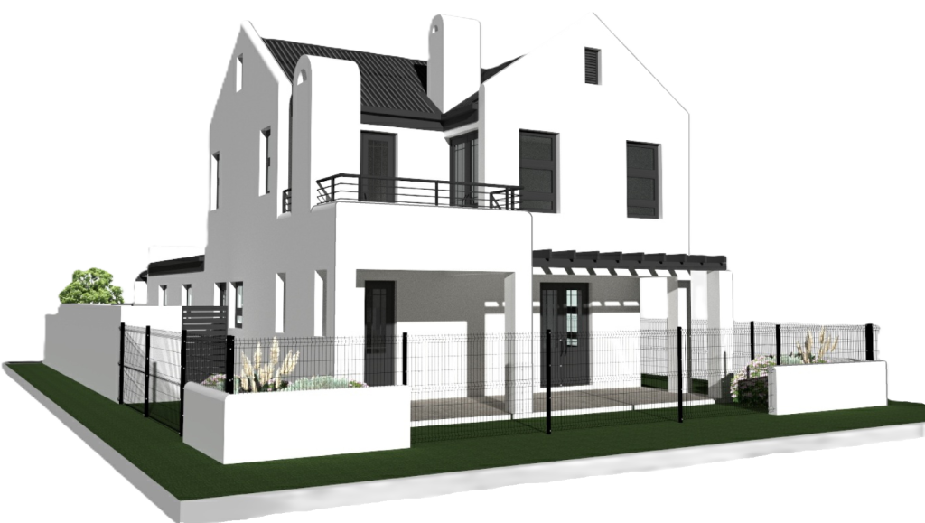 Angled view of coastal home design in Harbour’s Edge Laaiplek